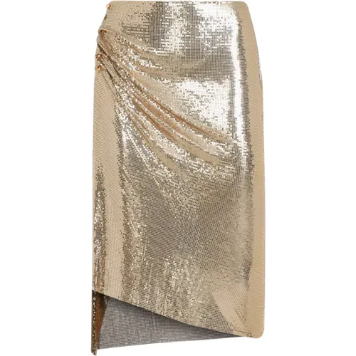 Gold Metallic Knee Skirt , female, Sizes: XS - Paco Rabanne - Modalova