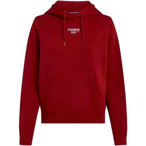 Roter Logo Hoodie Sweatshirt Essential , Damen, Größe: S - Tommy Jeans - Modalova