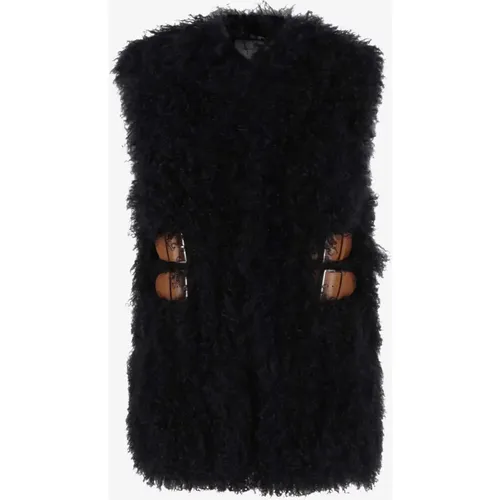Mongolian Fur Vest with Decorative Buckles , female, Sizes: XS, S - Blumarine - Modalova