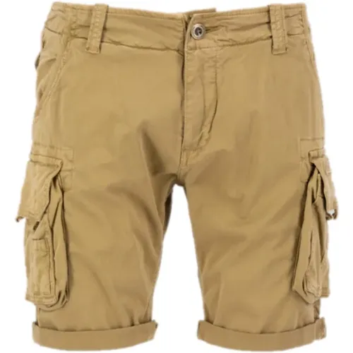 Casual Shorts, male, , Size: W33 Khaki Cargo Crew Shorts - alpha industries - Modalova