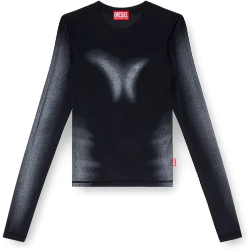 Modal Langarm Crew Neck Top , Damen, Größe: L - Diesel - Modalova