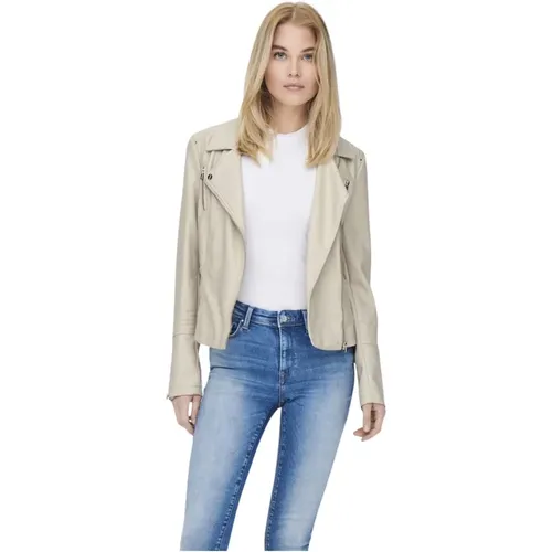 Leder Bikerjacke Damen , Damen, Größe: M - Only - Modalova