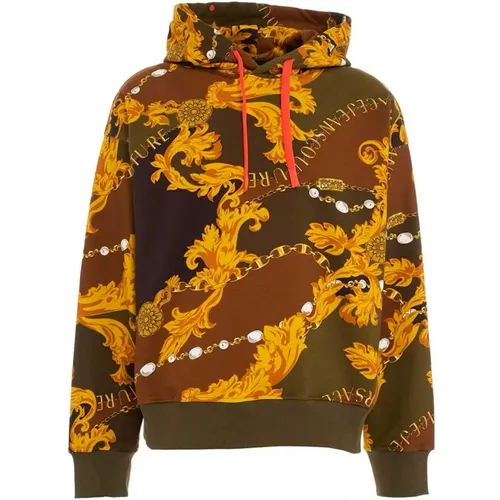 Hoodies, male, , Size: S Baroque Print Hooded Sweatshirt - Versace Jeans Couture - Modalova