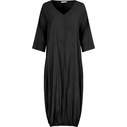 Elegantes Schwarzes Kleid mit ¾ Ärmeln , Damen, Größe: XL - Masai - Modalova