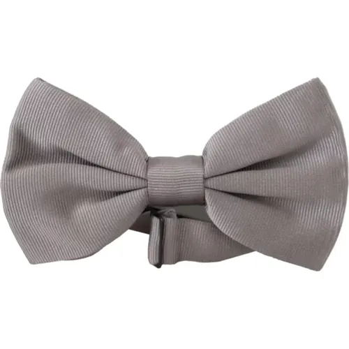 Bowties, male, , Size: ONE SIZE Luxury Grey Silk Bow Tie - Dolce & Gabbana - Modalova