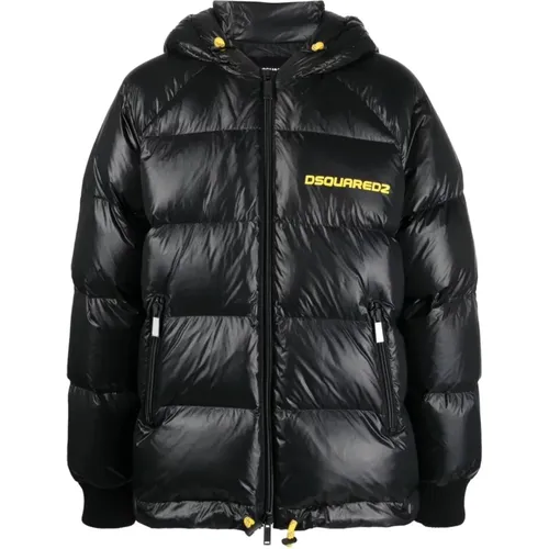 Down Jackets, male, , Size: S Chest Logo-Print Padded Jacket - Dsquared2 - Modalova