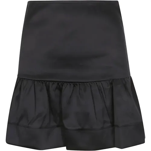 Double Satin Flounce Mini Skirt , female, Sizes: S - Ganni - Modalova