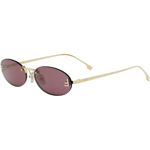 Gold Frame Purple Lens Sunglasses , unisex, Sizes: 54 MM - Fendi - Modalova