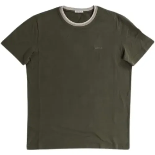 Khaki Grünes Baumwoll-T-Shirt , Herren, Größe: S - Moncler - Modalova