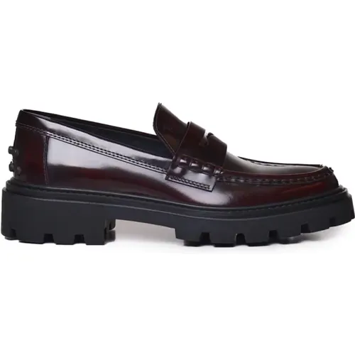 Bordeaux Leather Flat Shoes , female, Sizes: 3 1/2 UK, 4 1/2 UK, 7 UK - TOD'S - Modalova