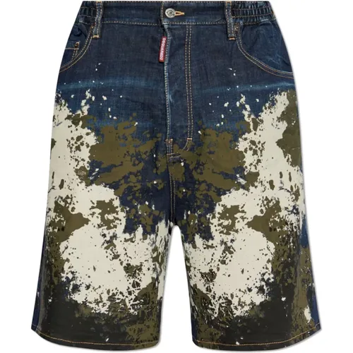 Denim Shorts, male, , Size: M Paint effect shorts - Dsquared2 - Modalova