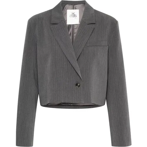 Cropped Blazer Grey Melange , Damen, Größe: L - Karen by Simonsen - Modalova