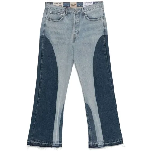 Straight Jeans, male, , Size: W33 Cotton Flared Logo Jeans - Gallery Dept. - Modalova