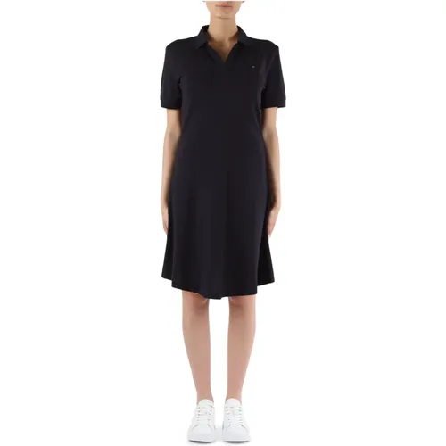 Pique Cotton Polo Dress Flared Style , female, Sizes: M, S - Tommy Hilfiger - Modalova