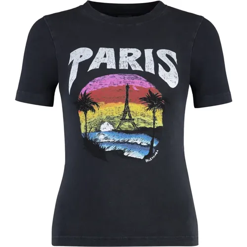 Paris Tropical Bedrucktes T-Shirt , Damen, Größe: XS - Balenciaga - Modalova