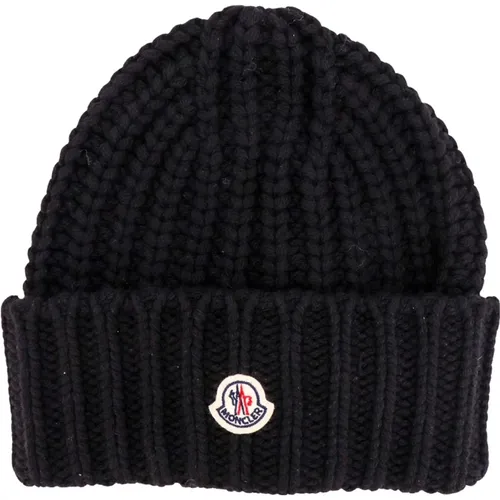 Beanies, female, , Size: ONE SIZE Cashmere Blend Ribbed Hat - Moncler - Modalova