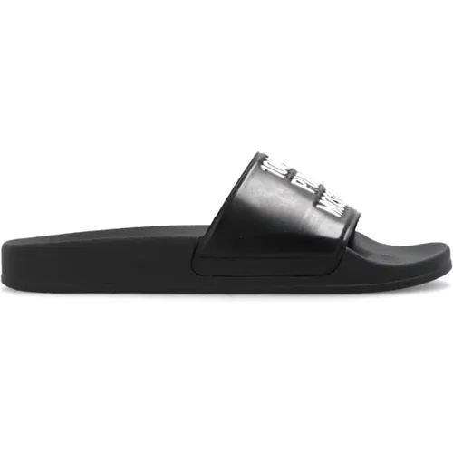 Sliders, male, , Size: 6 US Slides with logo - Moschino - Modalova