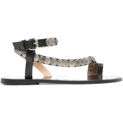 Studded Leather Flat Sandalen in /Gold , Damen, Größe: 37 EU - Isabel marant - Modalova