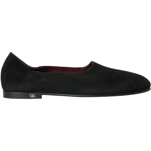 Schwarze Wildleder Formelle Loafers , Herren, Größe: 43 EU - Dolce & Gabbana - Modalova