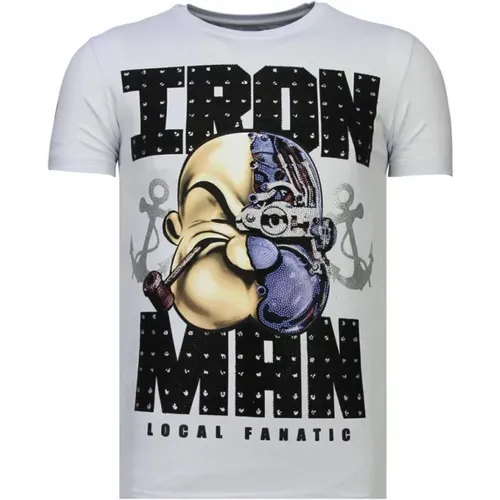 Iron Man Popeye Rhinestone - Man T shirt - 13-6214W , male, Sizes: M, L - Local Fanatic - Modalova