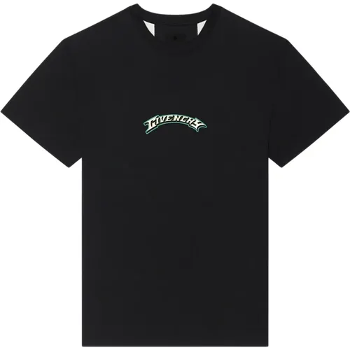 Schwarze Crew Neck T-shirts und Polos mit Signature Print , Herren, Größe: S - Givenchy - Modalova