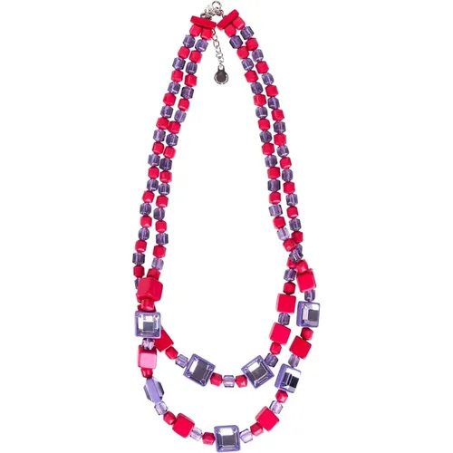 Roter/Lila Halskette , Damen, Größe: ONE Size - Emporio Armani - Modalova
