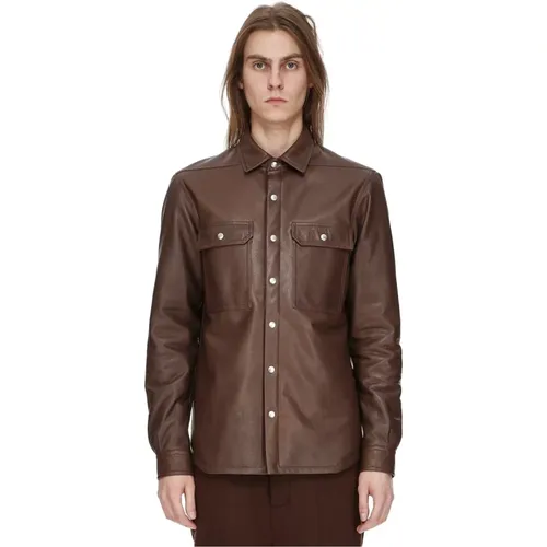 Leather Outer Shirt for Men , male, Sizes: M - Rick Owens - Modalova
