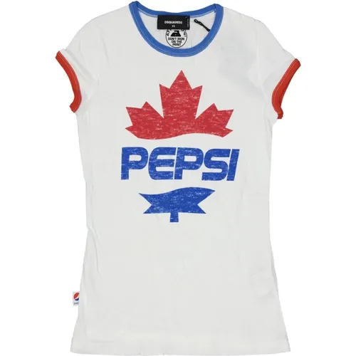 Weißes Ss22 T-Shirt mit Pepsi-Druck - Dsquared2 - Modalova
