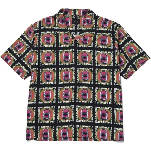 Black Pop Top Rayon Woven Shirt , male, Sizes: L, XL - HUF - Modalova