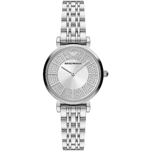 Watches, female, , Size: ONE SIZE Elegant Silver Women's Watch with Crystals - Emporio Armani - Modalova