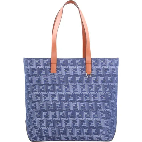 Tote Bags, male, , Size: ONE SIZE Denim Shopping Bag with Ff/C Design - Fendi - Modalova