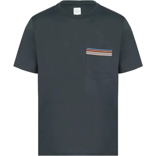 Stripe Pocket Cotton T-Shirt in , male, Sizes: L, M, 2XL, XL - Paul Smith - Modalova