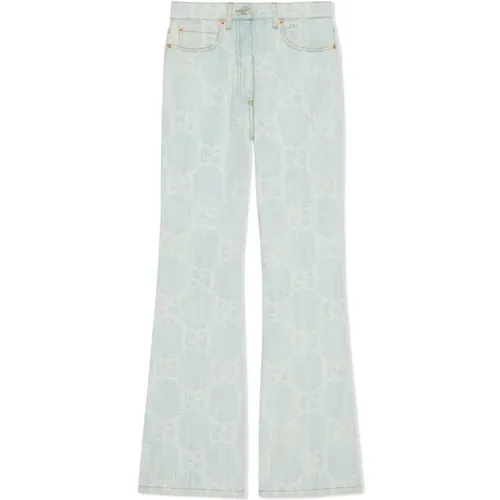 Jeans with Metallic Vintage Logo , female, Sizes: W28 - Gucci - Modalova