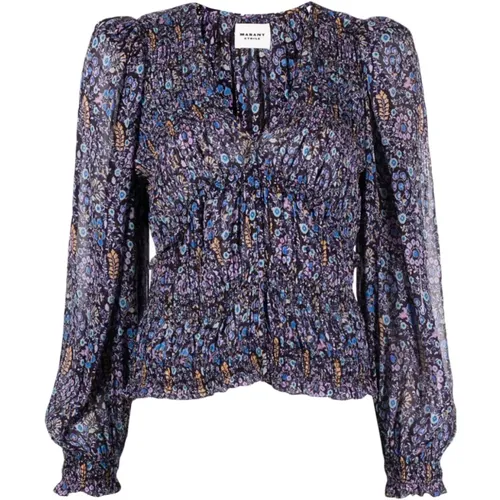 Floral Print V-Neck Silk Blouse , female, Sizes: S - Isabel Marant Étoile - Modalova