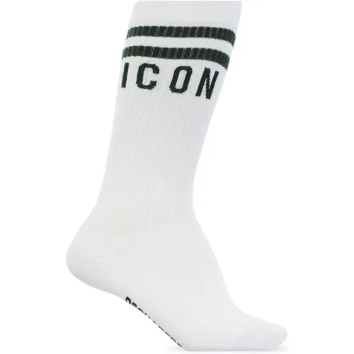 Socks, male, , Size: L Iconic Mid Crew Socks for Men - Dsquared2 - Modalova