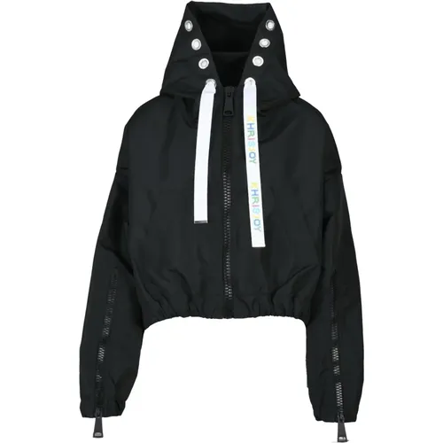 Light Jackets, female, , Size: XS Crop Jacket with Zipper and Pockets - Khrisjoy - Modalova