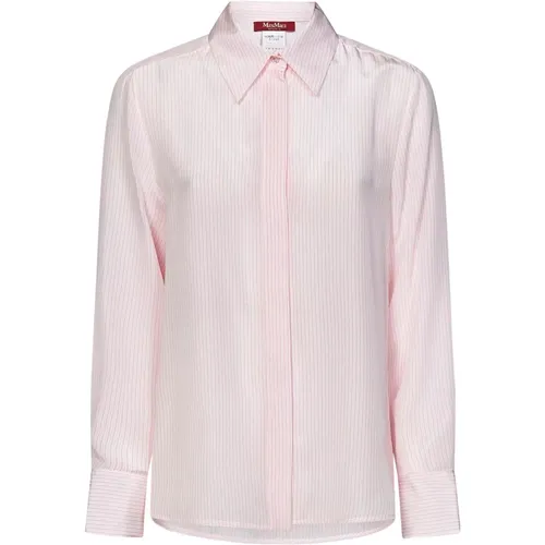 Silk Striped Shirt with Jewel Buttons , female, Sizes: M - Max Mara - Modalova