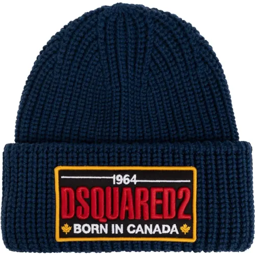 Beanies, male, , Size: ONE SIZE Cap with logo - Dsquared2 - Modalova