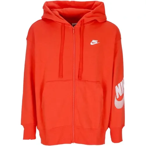 Roter Fleece Full-Zip Hoodie , Damen, Größe: L - Nike - Modalova