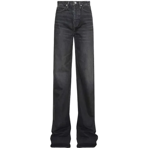 Schwarze High-Waisted Bootcut-Jeans , Damen, Größe: W26 - Frame - Modalova