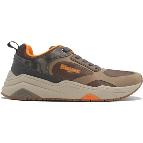 Brown Orange Sneakers , male, Sizes: 8 UK - Blauer - Modalova