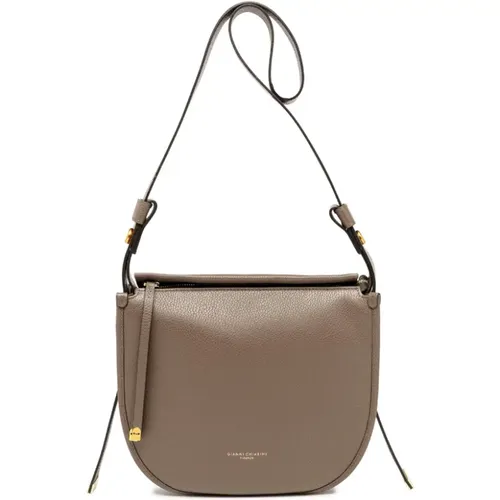 Hammered leather saddle bag with shoulder strap , female, Sizes: ONE SIZE - Gianni Chiarini - Modalova