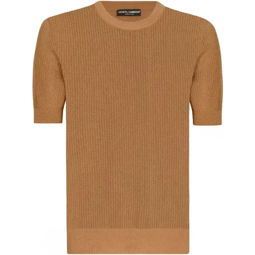 Camel Knitted T-Shirt - Upgrade Your Wardrobe , male, Sizes: XL - Dolce & Gabbana - Modalova