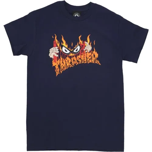 Navy Herren T-Shirt Neckface - Thrasher - Modalova