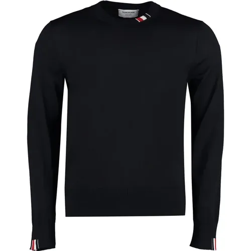 Round-neck Knitwear, male, , Size: XL Virgin wool crew-neck sweater - Thom Browne - Modalova