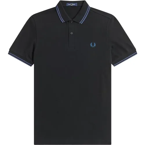 Slim Fit Twin Tipped Polo in Schwarz/Midnight Blue - Fred Perry - Modalova