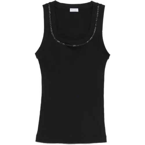 Sleeveless Tops, female, , Size: L Cotton Tank Top - BRUNELLO CUCINELLI - Modalova