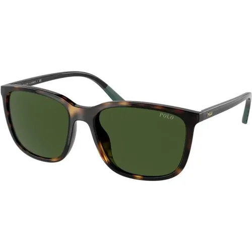 Sunglasses, male, , Size: ONE SIZE Acetate Frame Sunglasses with Green Lenses - Ralph Lauren - Modalova