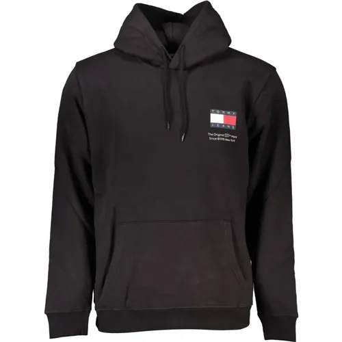 Schwarzer Hoodie mit Logo-Print , Herren, Größe: M - Tommy Hilfiger - Modalova