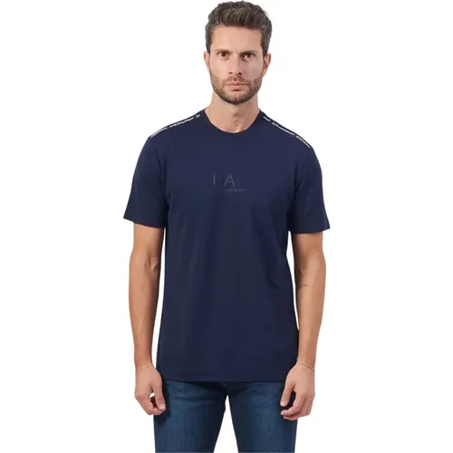 Blaues Slim Fit T-Shirt mit Logo , Herren, Größe: 2XL - Emporio Armani - Modalova